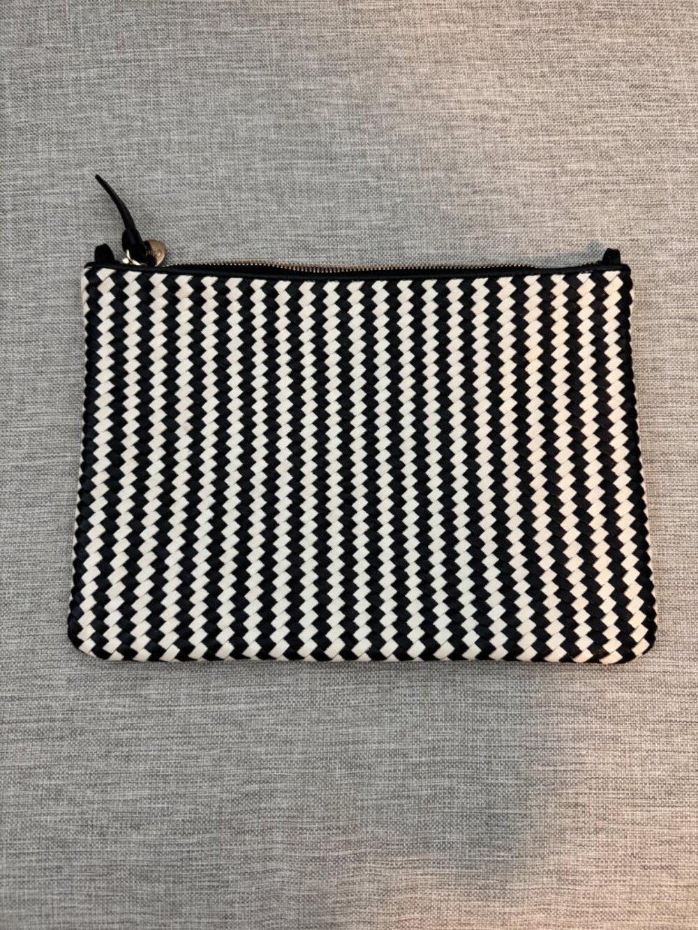 Clare V. Flat Clutch with Tabs Zig Zag Woven Leather Sold Out Style